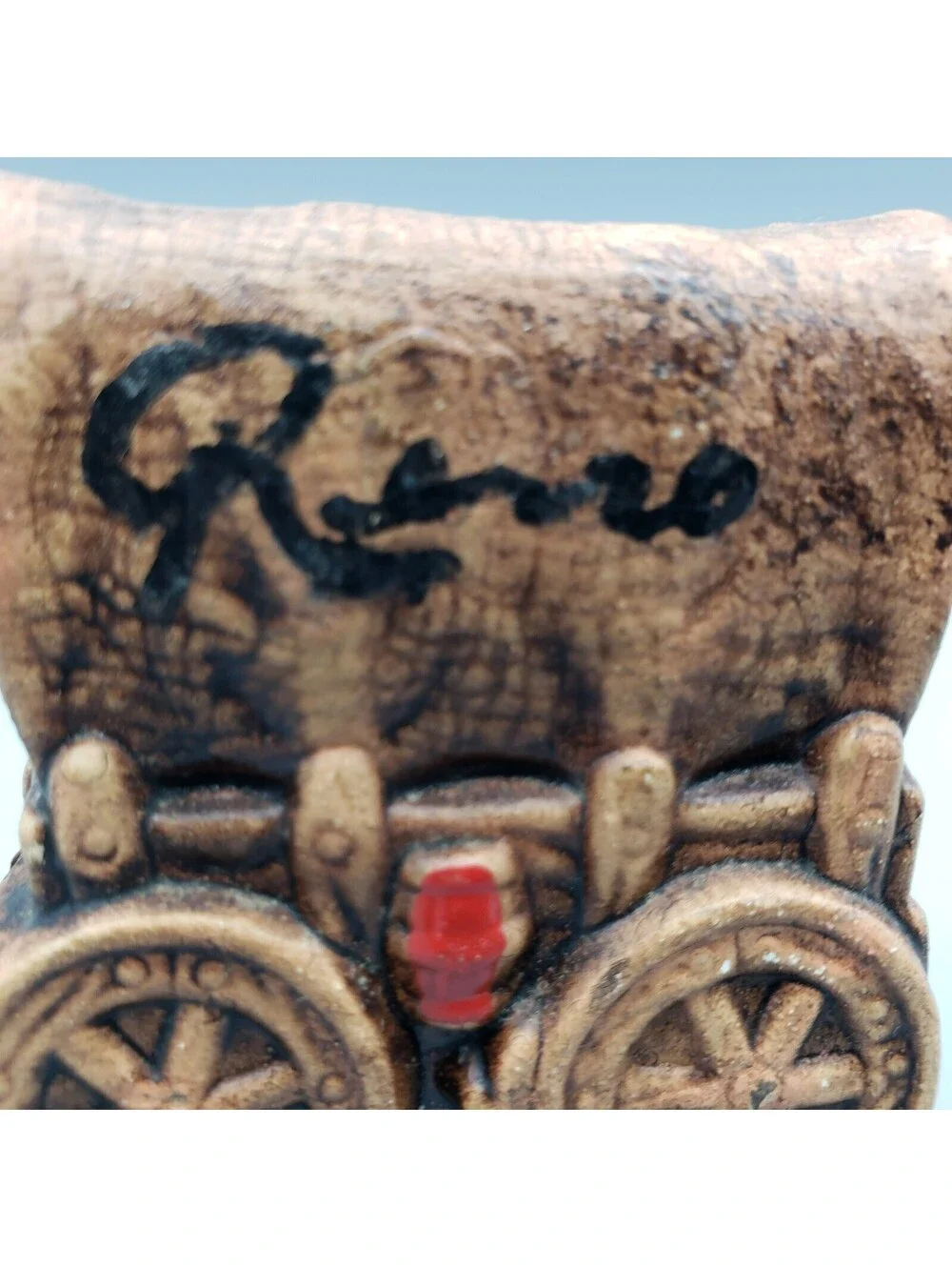 Vintage Ceramic Toothpick Holder Covered Wagon Souvenir Reno Nevada